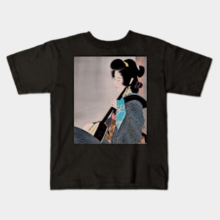 Melodic Geisha - Japanese Ukiyo-e Portrait Kids T-Shirt